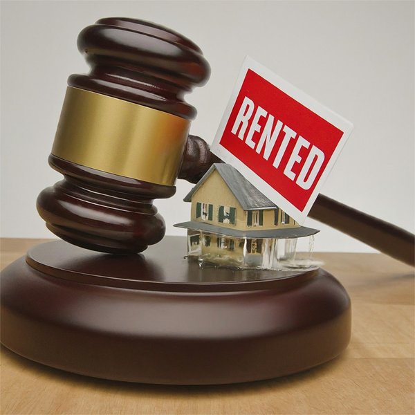 war against landlords. rented property with a judge's gavel